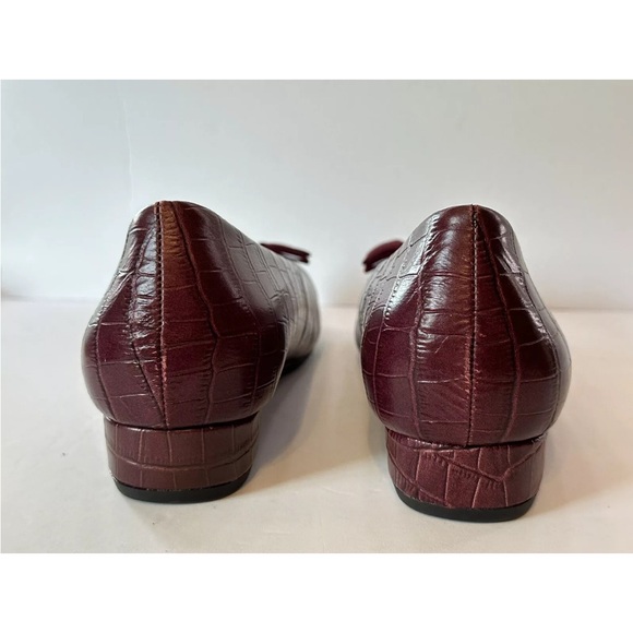 Vionic Orthaheel Lydia Croc Embossed Leather Low Wedge Ballet Flats Shoes Sz 11W - Picture 10 of 15